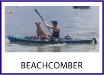 Beachcomber sit on kayak by Finn
